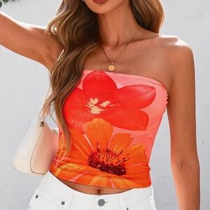 Floral Strapless Top